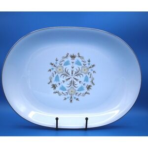 Heinrich H&C Selb Bavaria Germany Oval Serving Platter Blue Floral 13 Inch